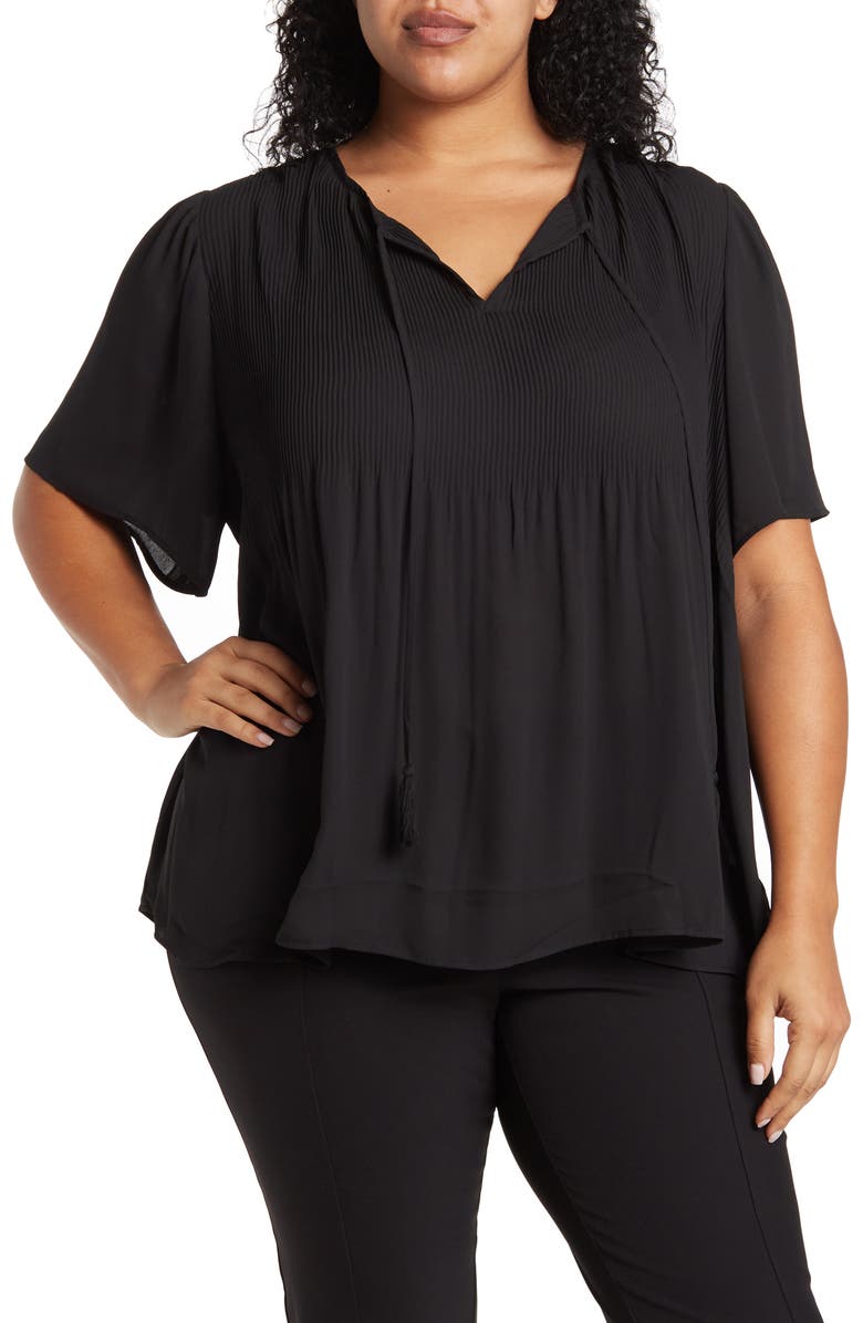 DR2 by Daniel Rainn Flutter Sleeve Pleated Tassel Top, Main, color,