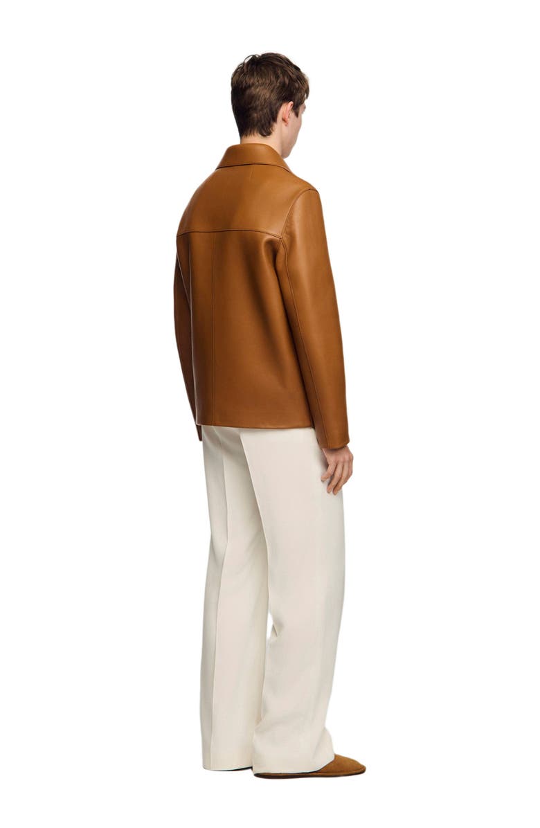 SANDRO Buttoned lambskin jacket, Alternate, color, Camel