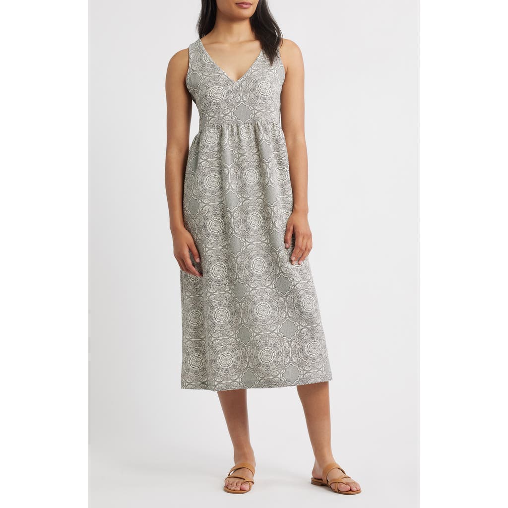Bobeau Tie Back Sleeveless Midi Dress In Gray