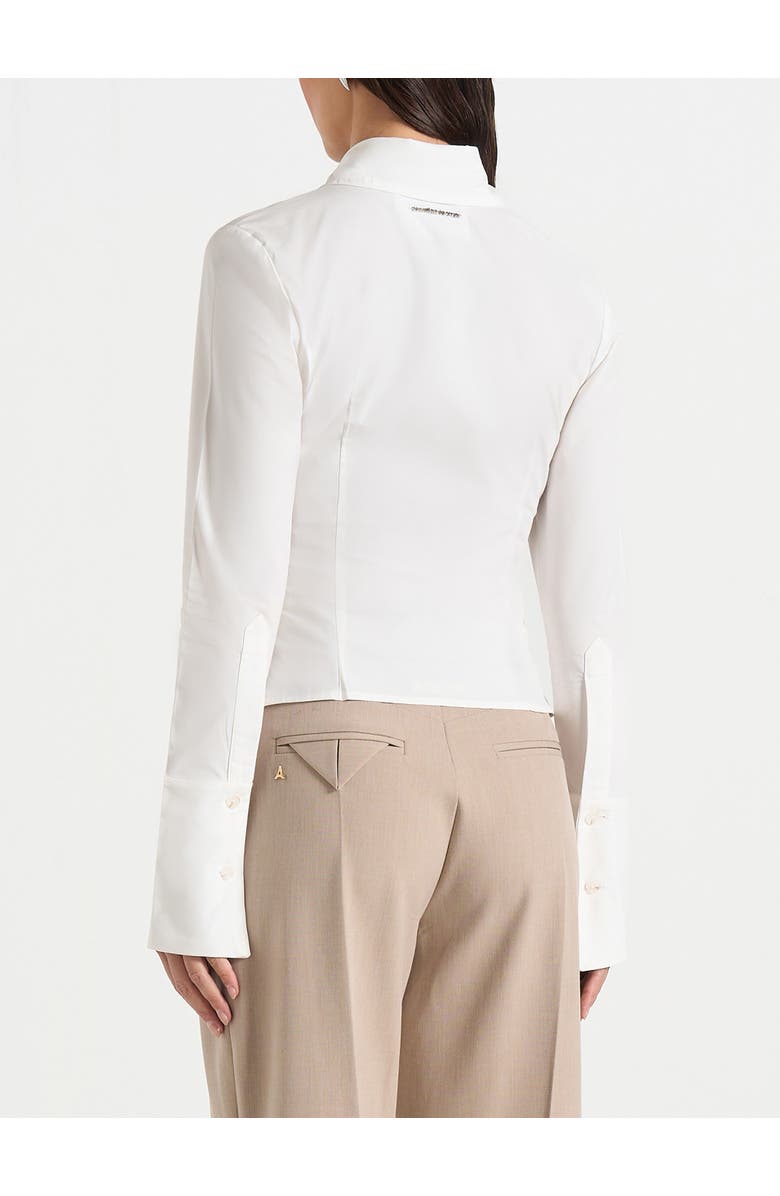 Manière De Voir Sonia Tailored Cotton Cinch Shirt, Alternate, color, Off White
