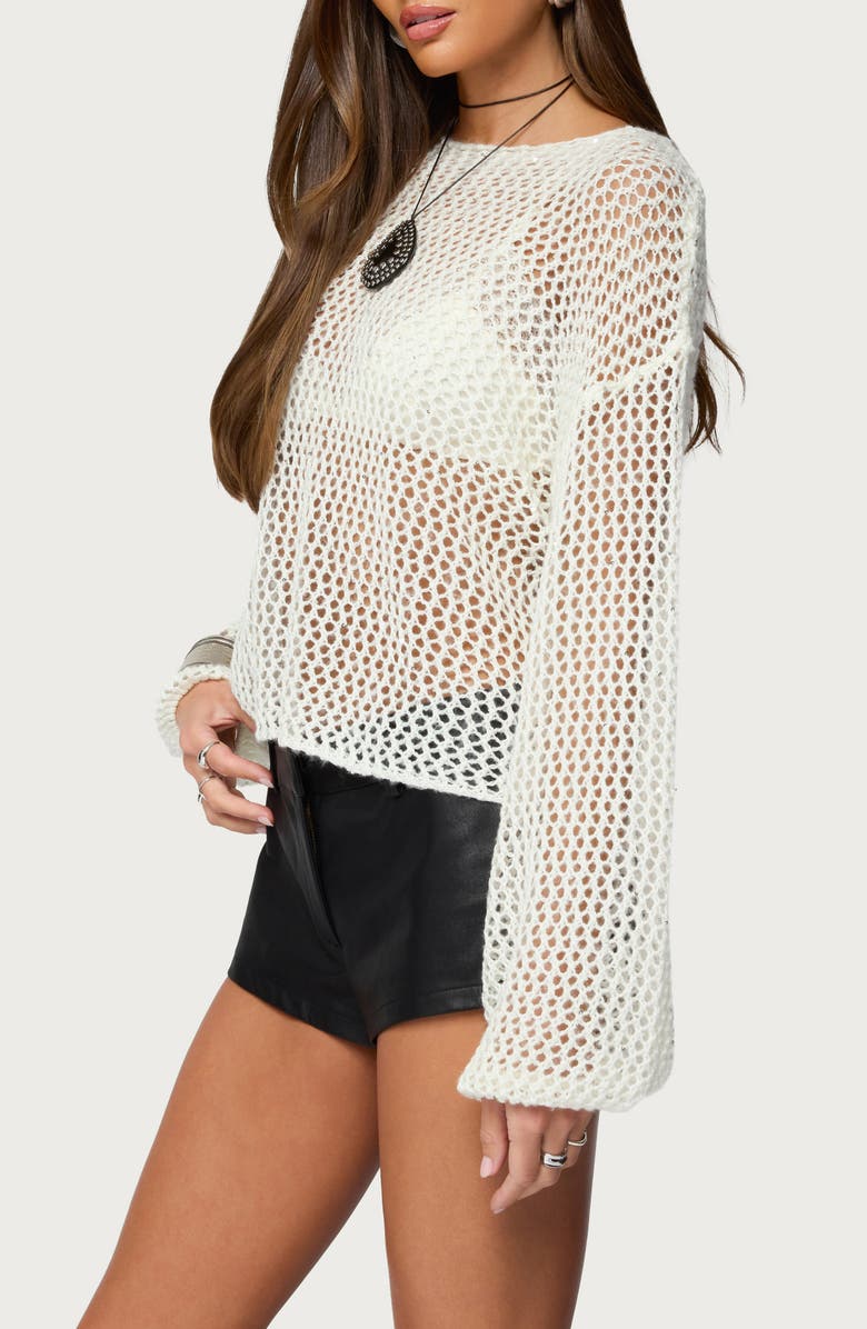 EDIKTED Charlise Sequin Open Knit Top, Alternate, color, 