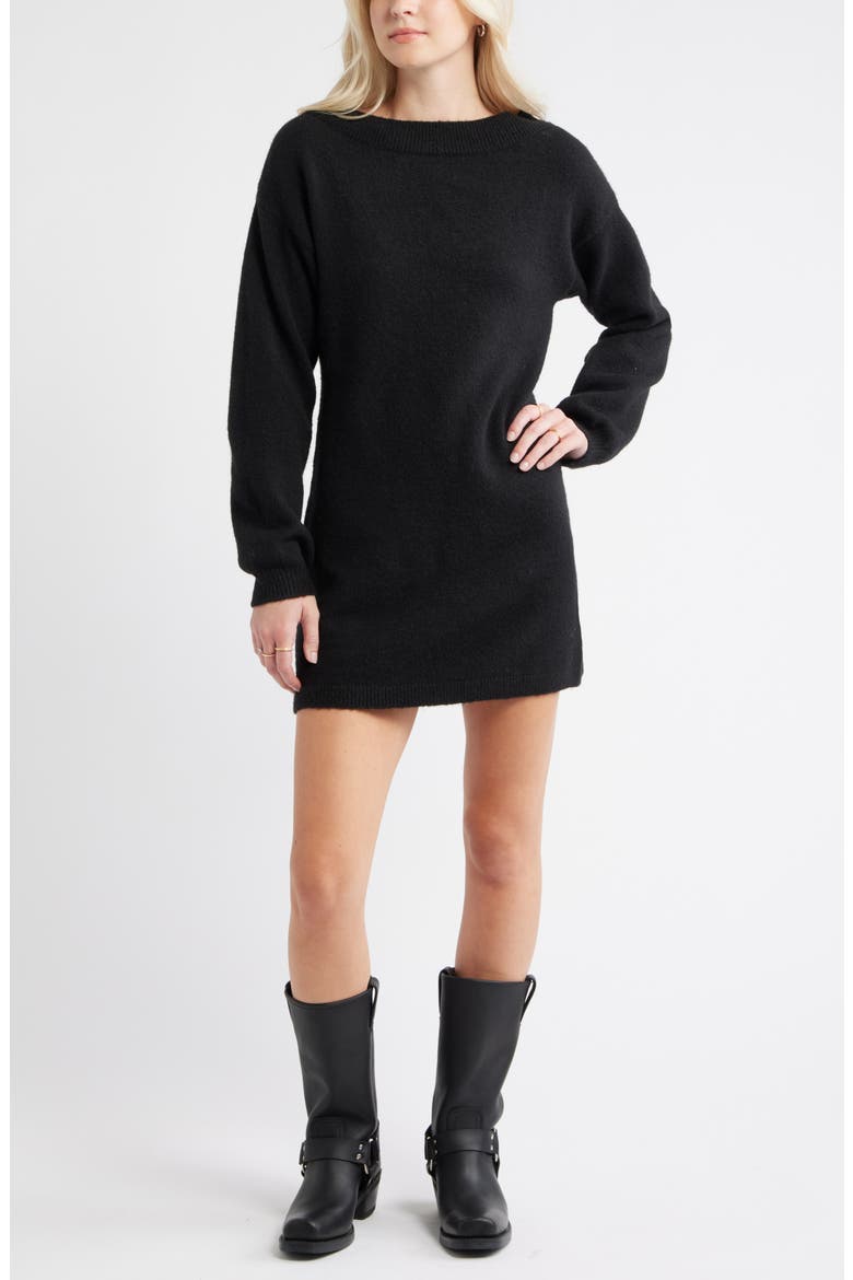 Sweater Minidress, Main, color, BLACK
