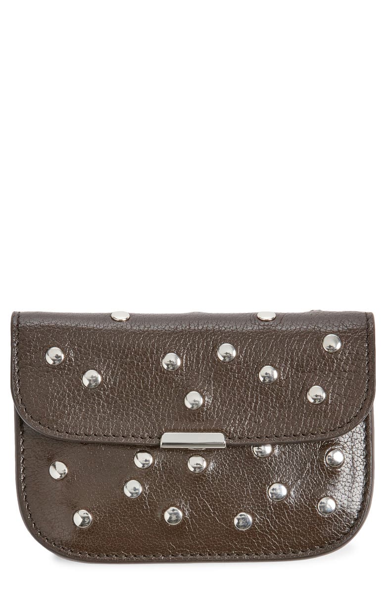 Lemaire Soft Tab Studded Leather Card Holder, Main, color, Dark Chocolate