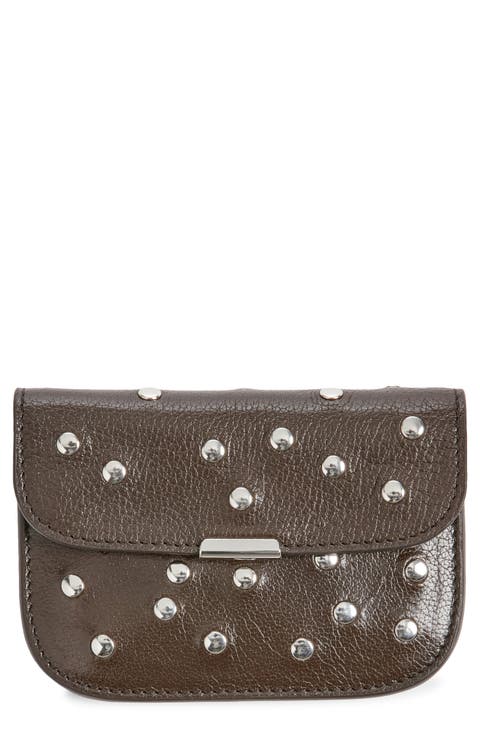 Soft Tab Studded Leather Card Holder