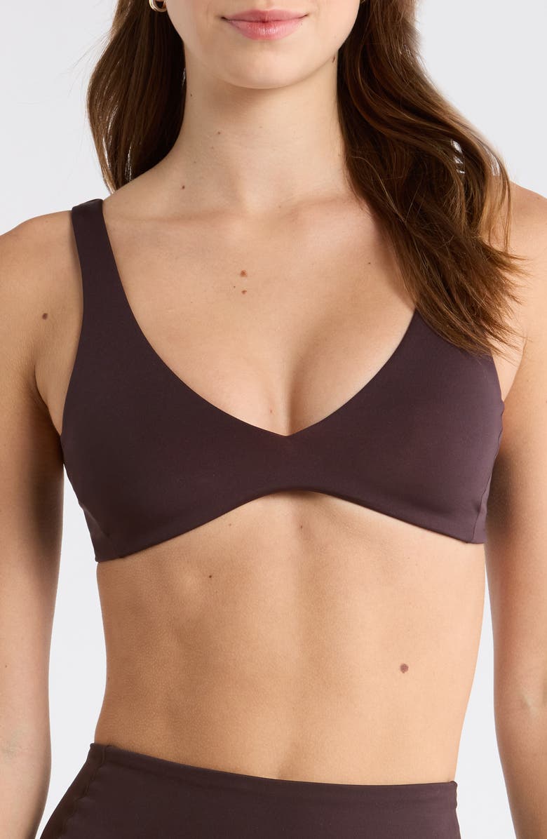 LEFT ON FRIDAY Plunge Bikini Top, Main, color, Cold Brew Brown