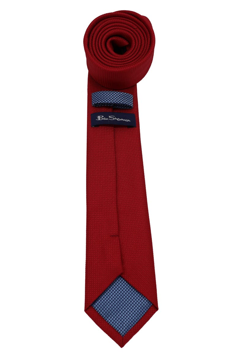 Textured Solid Tie, Alternate, color, RED