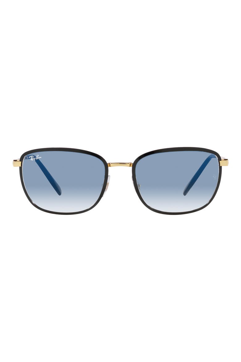 57mm Gradient Square Sunglasses, Main, color, BLACK