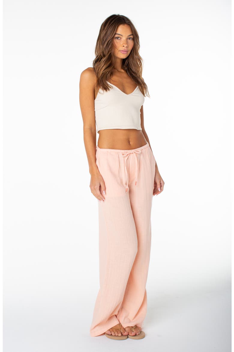 Iyla Cotton Crinkle Gauze Wide Leg Pants, Alternate, color, TROPICAL PEACH