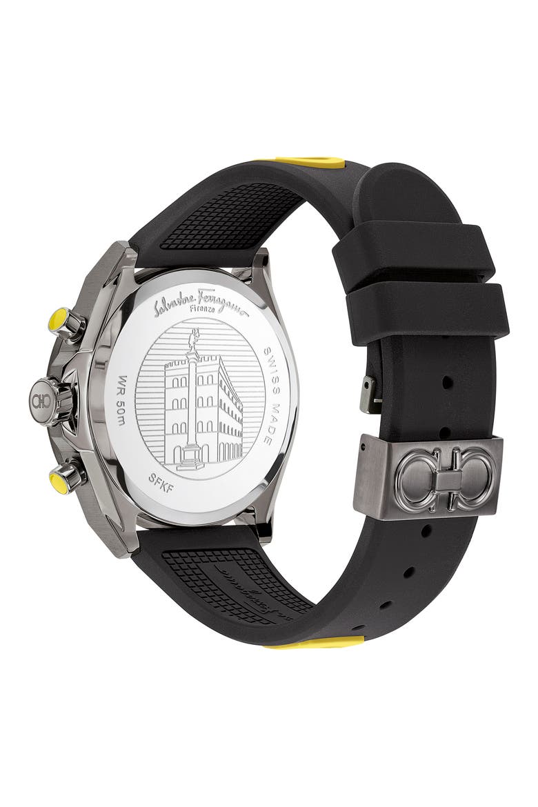 Chronograph Silicone Strap Watch, 43mm, Alternate, color, GUNMETAL