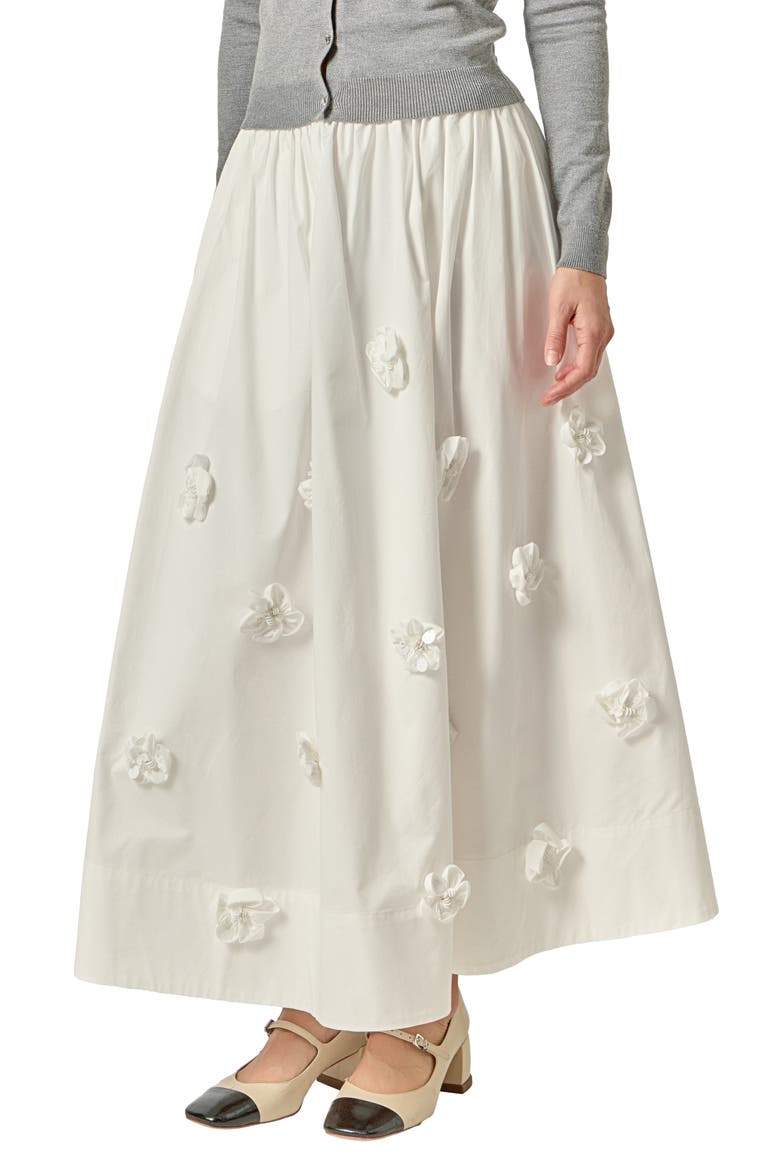 3D Flower Maxi Skirt, Alternate, color, WHITE