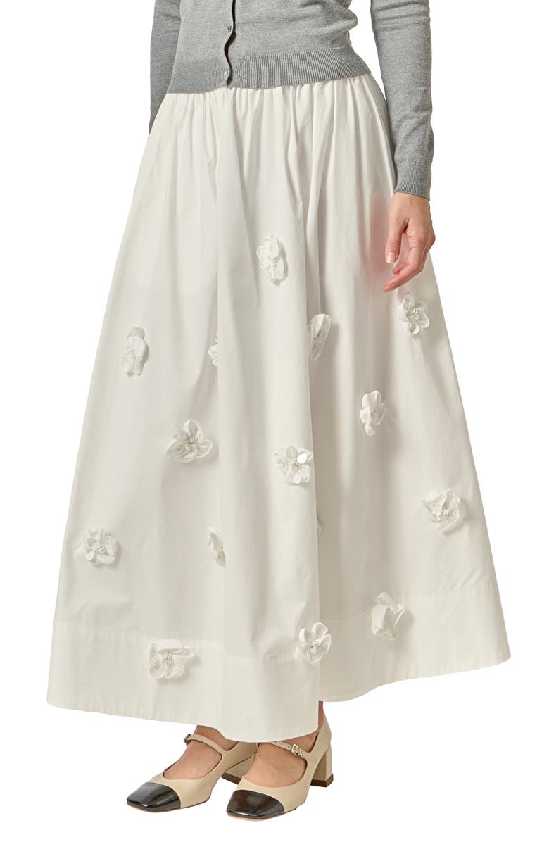 English Factory 3D Flower Maxi Skirt, Alternate, color, White