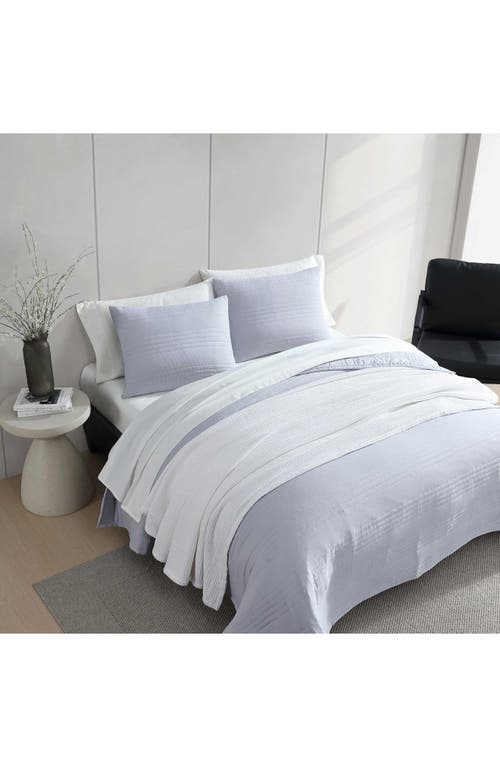 Vera Wang Seersucker Stripe Quilt & Sham Set In Blue