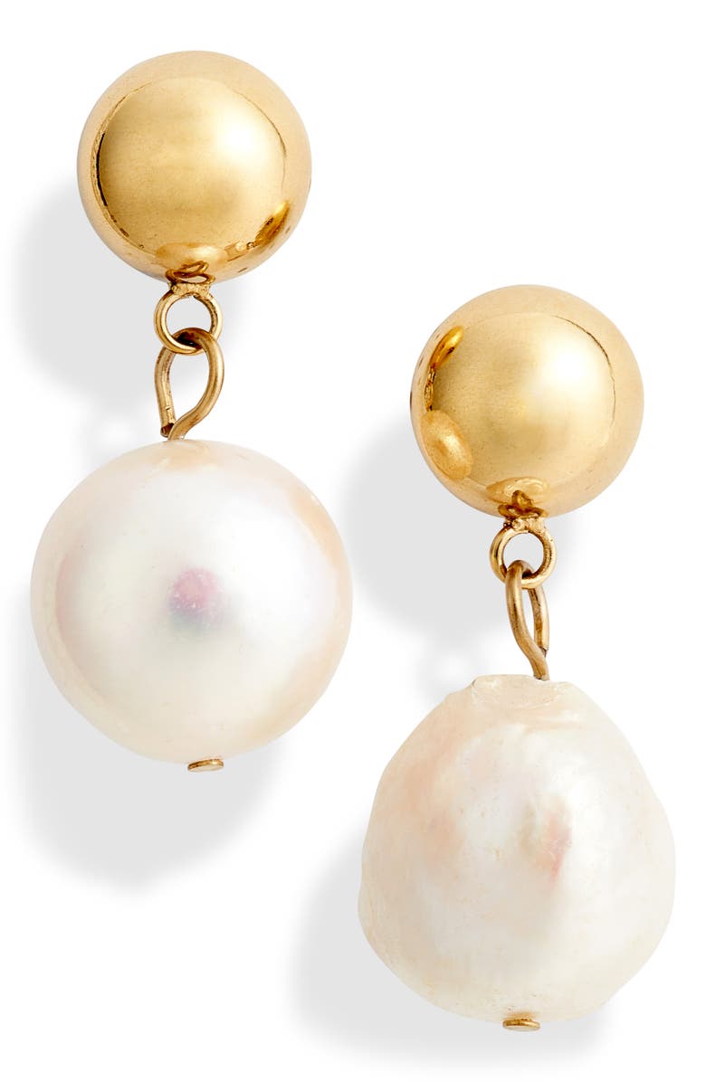 Knotty Imitation Pearl Drop Earrings, Main, color, 