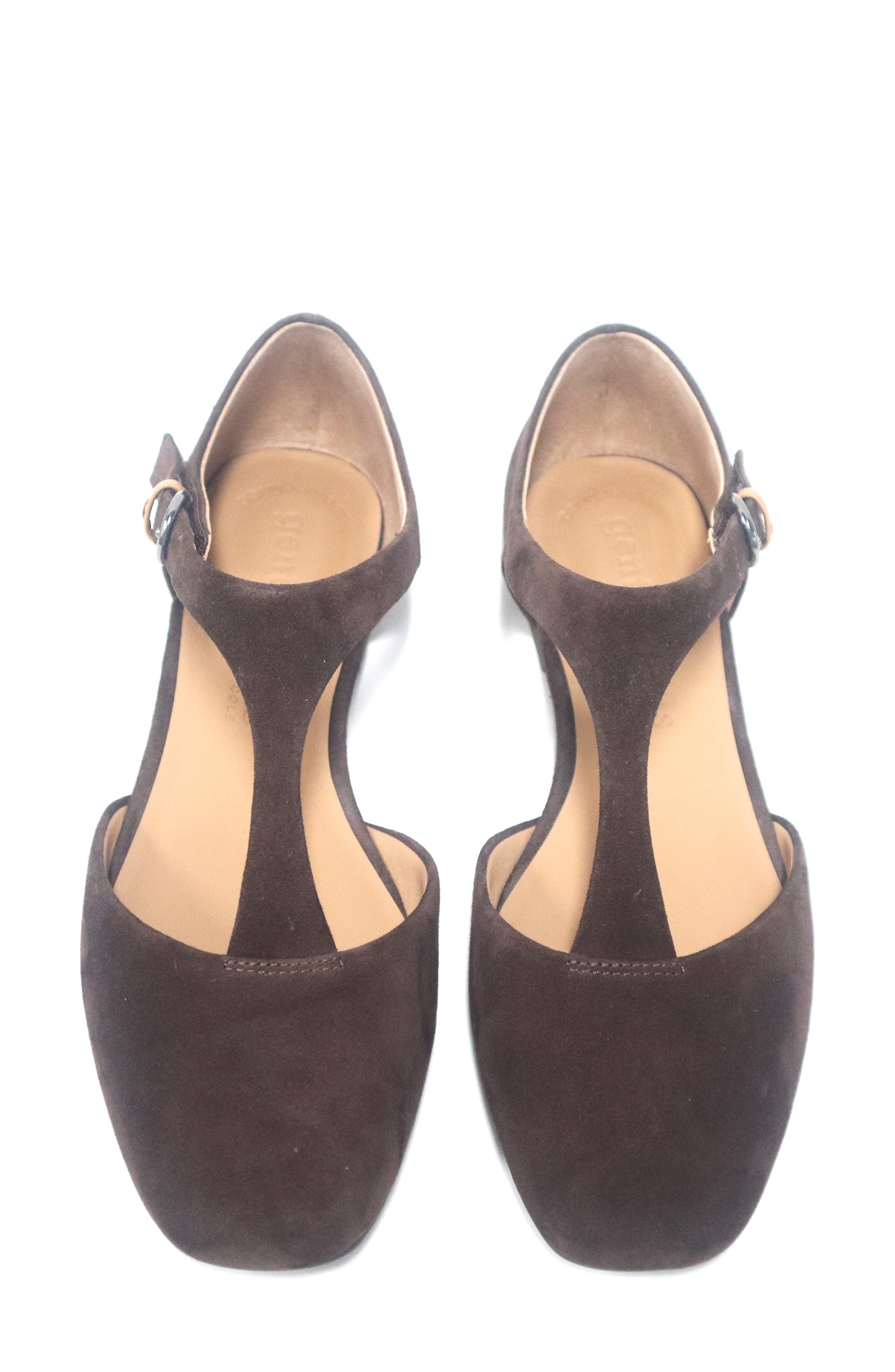 Gentle Souls Wyatt T-Strap Flat, Alternate, color, Chocolate Suede