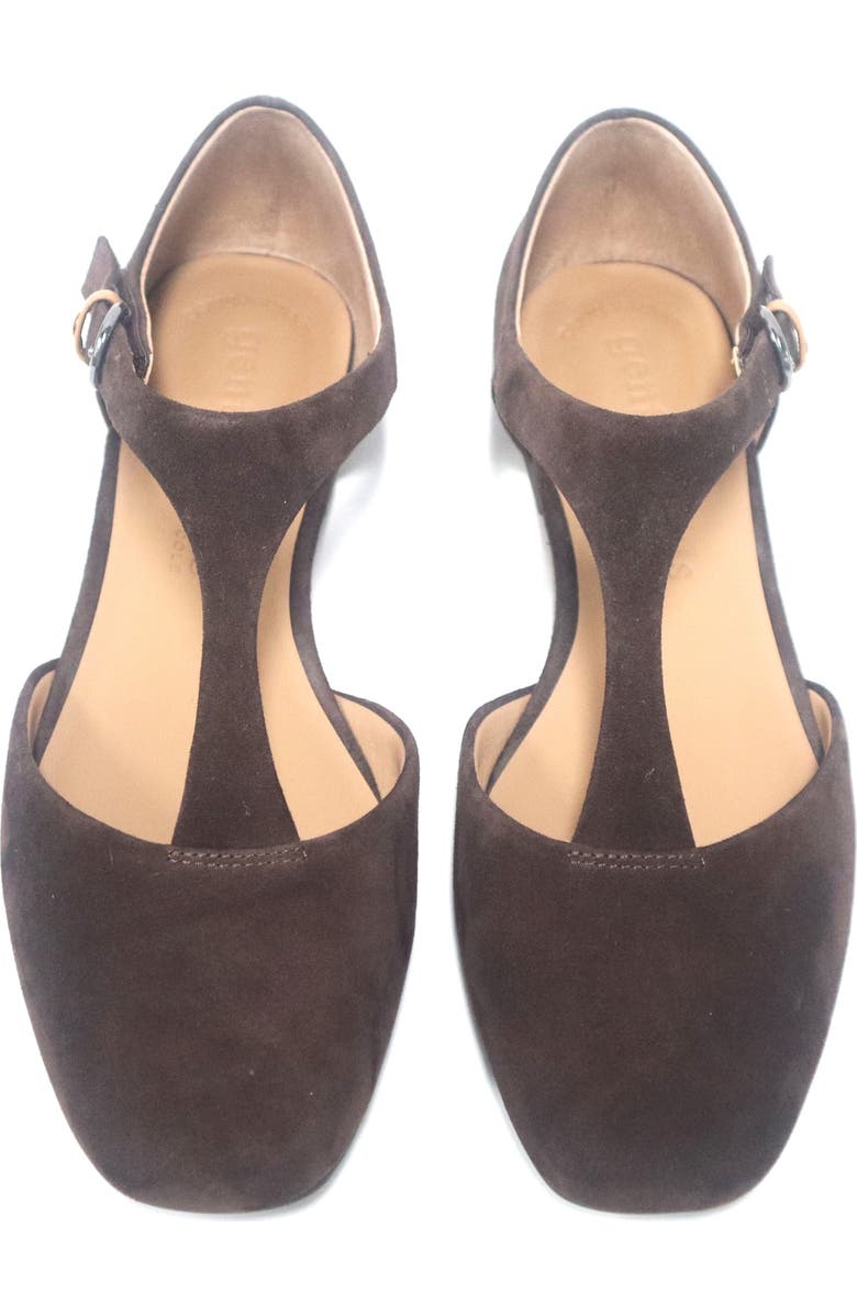 Gentle Souls Wyatt T-Strap Flat, Alternate, color, Chocolate Suede