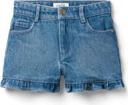 Janie and Jack Denim Ruffle Cuff Short In Medium Wash