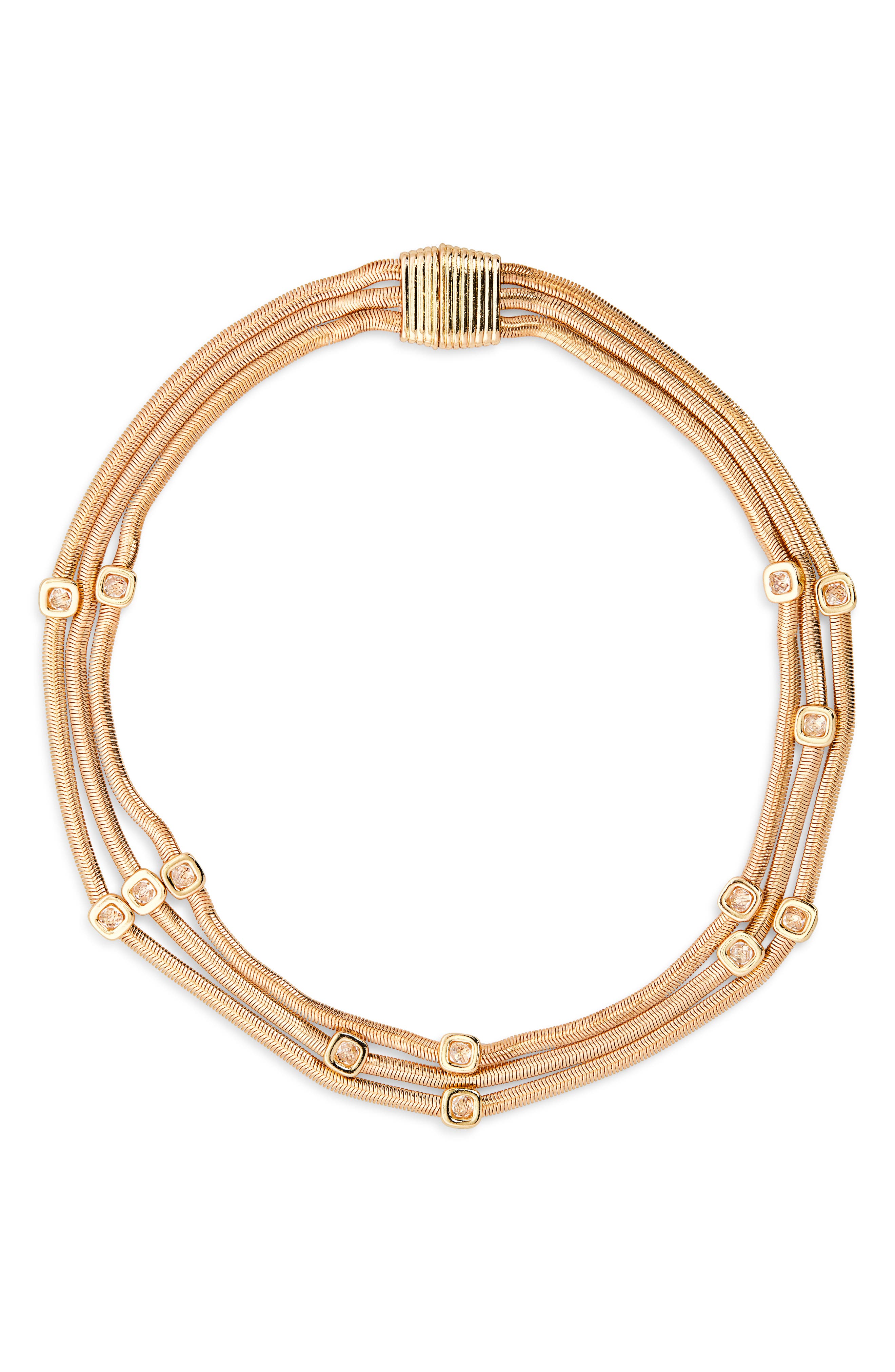 Cara Cubic Zirconia Station Layered Snake Chain Necklace