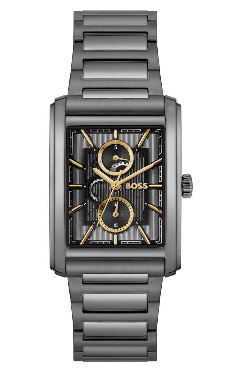 BOSS Principle Dress Multifunction Tank Bracelet Watch, 30.5mm x 42mm, Main, color, 