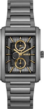BOSS Principle Dress Multifunction Tank Bracelet Watch, 30.5mm x 42mm