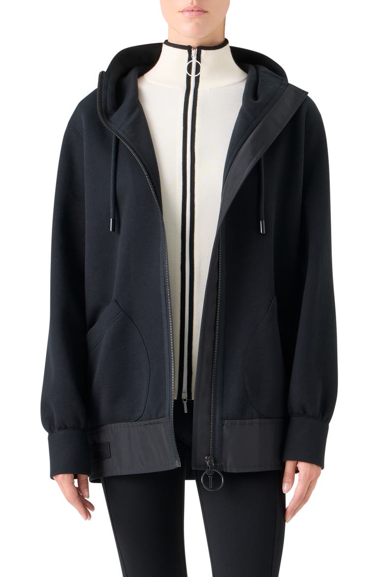 Mixed Media Hooded Jacket, Main, color, BLACK