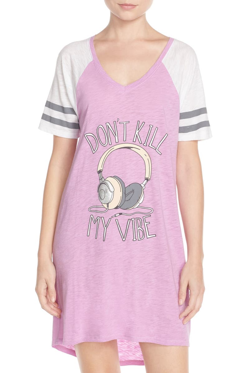  COZY ZOE 'Don't Kill My Vibe' Nightshirt, Main, color, Lavender
