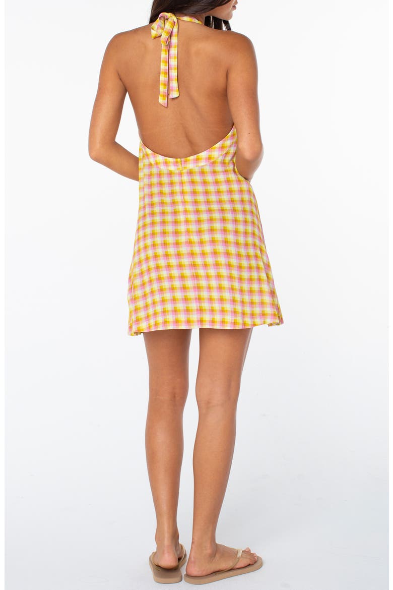 Beach Day Check Halter Minidress, Alternate, color, BODACIOUS