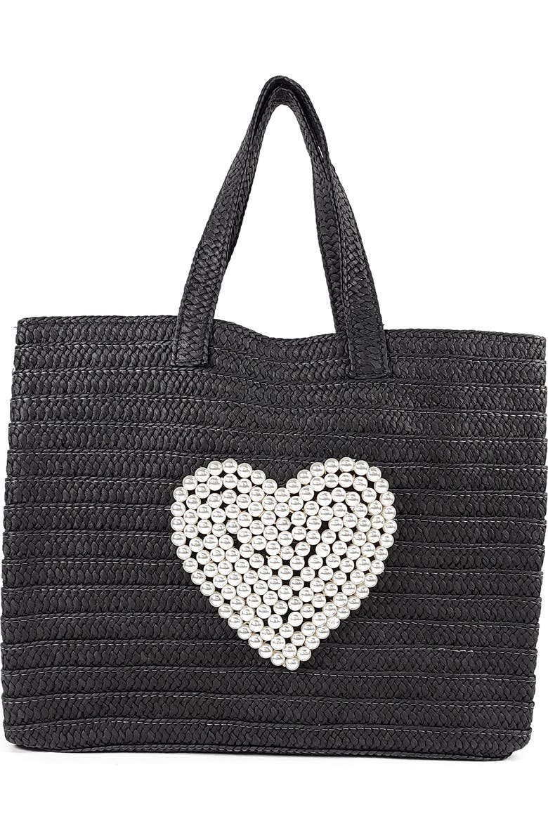 BTB Los Angeles Love Woven Straw Tote, Main, color,