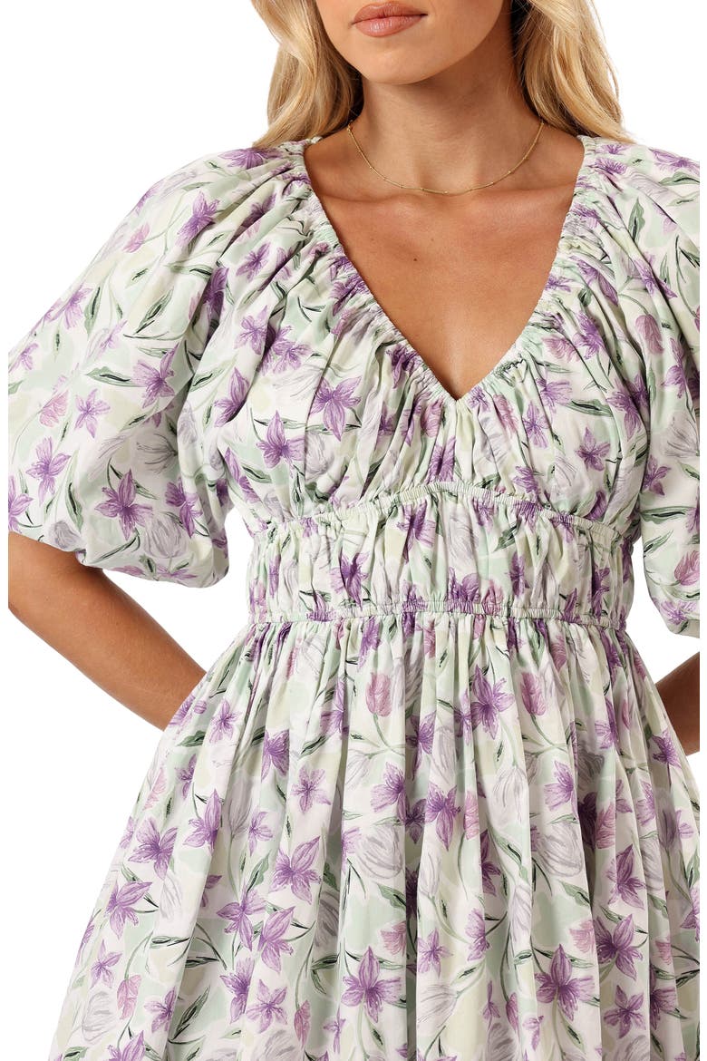 Tenaya Floral Puff Sleeve Minidress, Alternate, color, LAVENDER