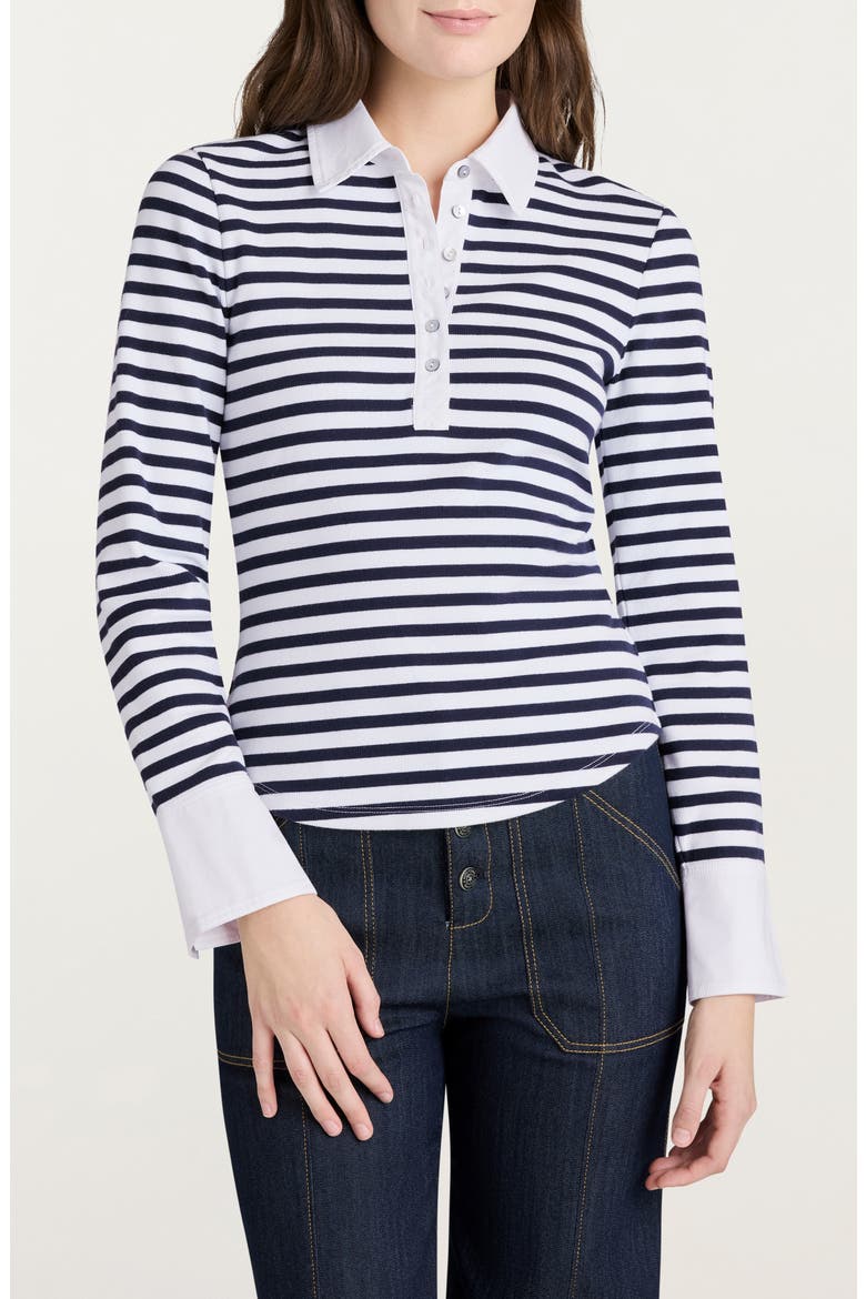 Jaden Stripe Polo Top, Main, color, NAVY/WHITE