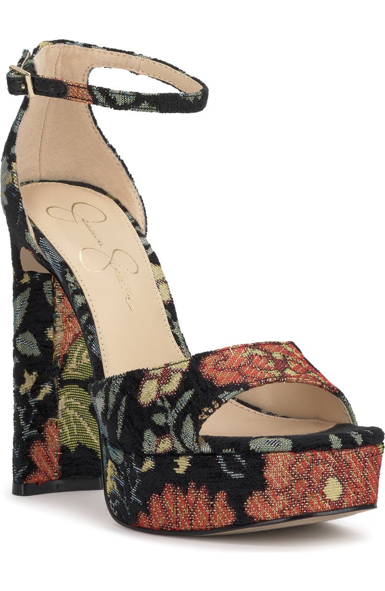 Jessica Simpson Telxia 2 Ankle Strap Platform Sandal, Main, color, Black Multi
