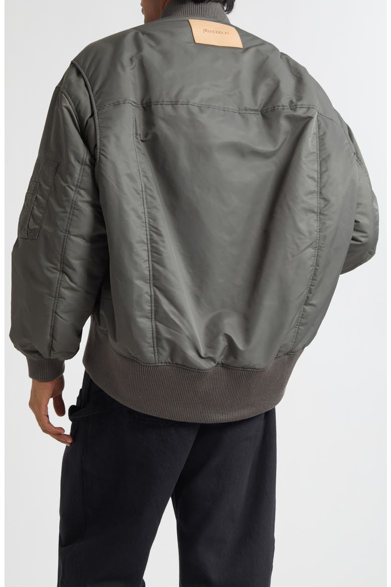 Curved Hem Oversize Bomber Jacket, Alternate, color, STEEL