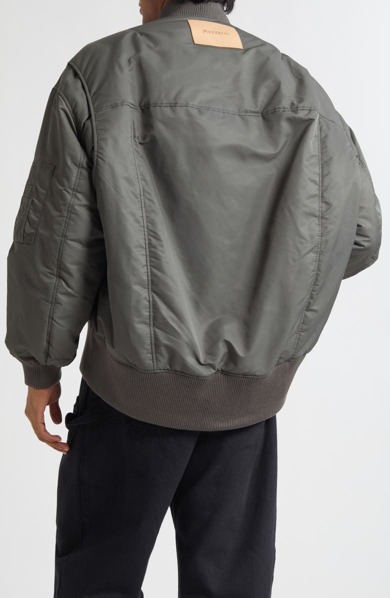 JW Anderson Curved Hem Oversize Bomber Jacket, Alternate, color, Steel