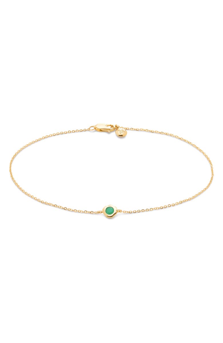 Monica Vinader Siren Emerald Chain Bracelet, Main, color, 14K Solid Gold / Emerald