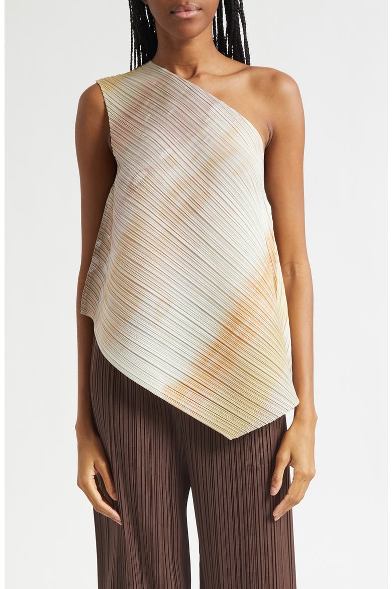 Sea Bubble Pleated One-Shoulder Top, Main, color, GREIGE