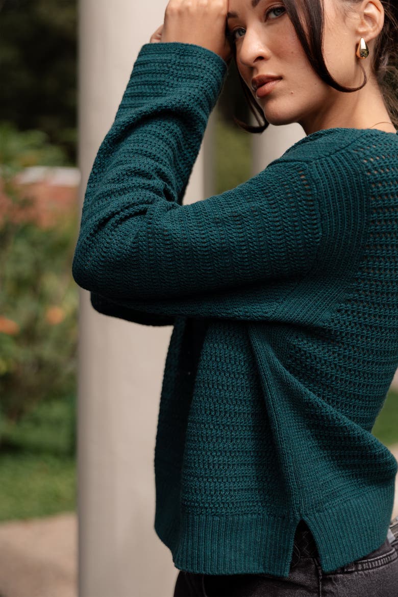 The Open Knit Long Sleeve Sweater, Alternate, color, DARK MOSS