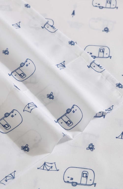 Eddie Bauer Travel Trailer Microfiber Sheet Set In White/blue