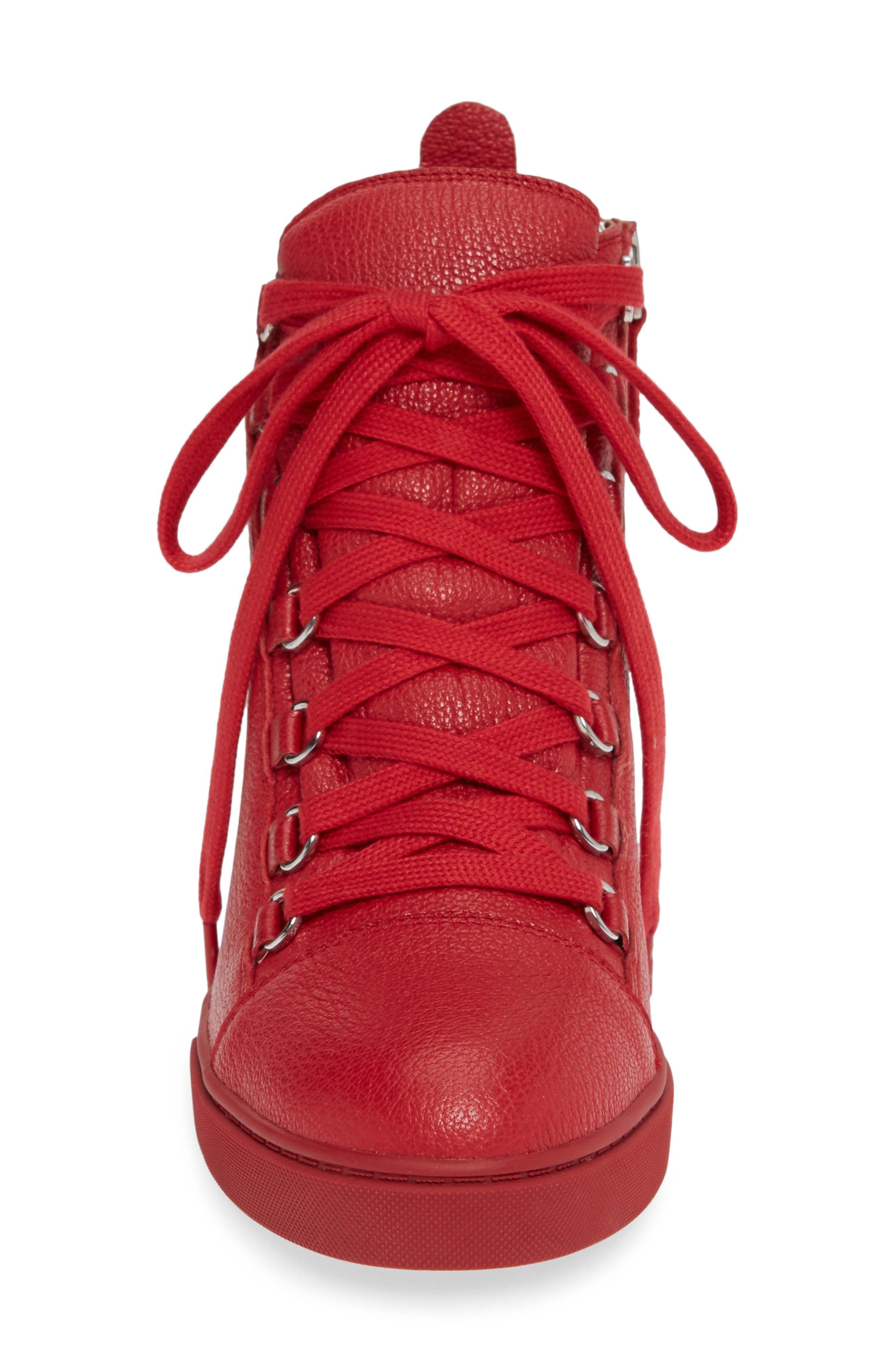 Fenton Wedge Sneaker, Alternate, color, RED TUMBLED LEATHER