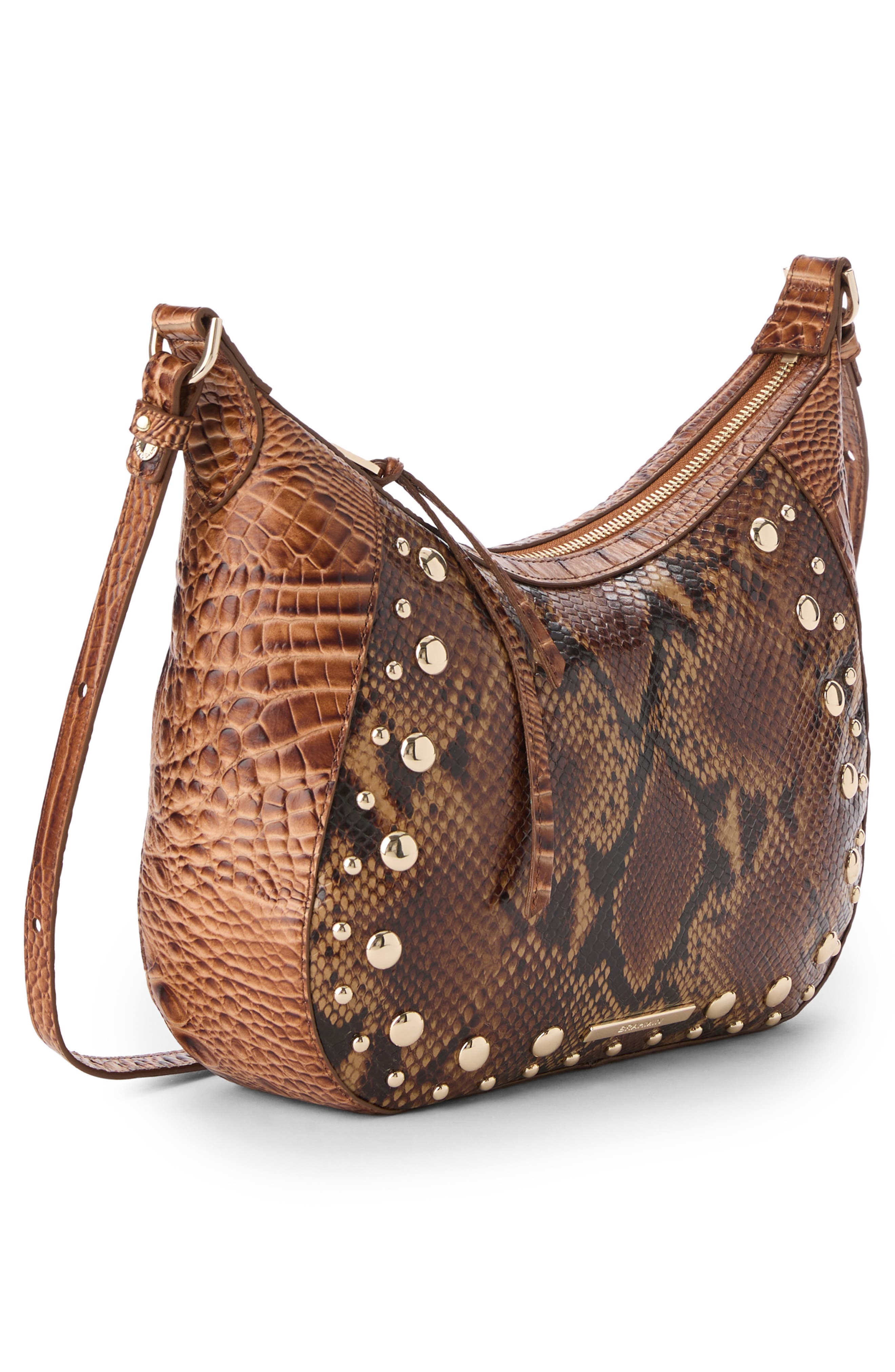 Corinne Croc Embossed Leather Crossbody, Alternate, color, CINNAMON