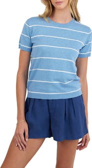 Bella Dahl Stripe Crewneck Short Sleeve Cotton & Cashmere Top