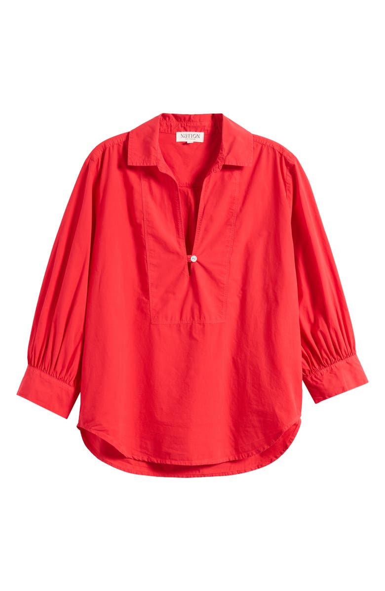 Nation LTD Everlee Pima Cotton Popover Top, Alternate, color, Red Shoes