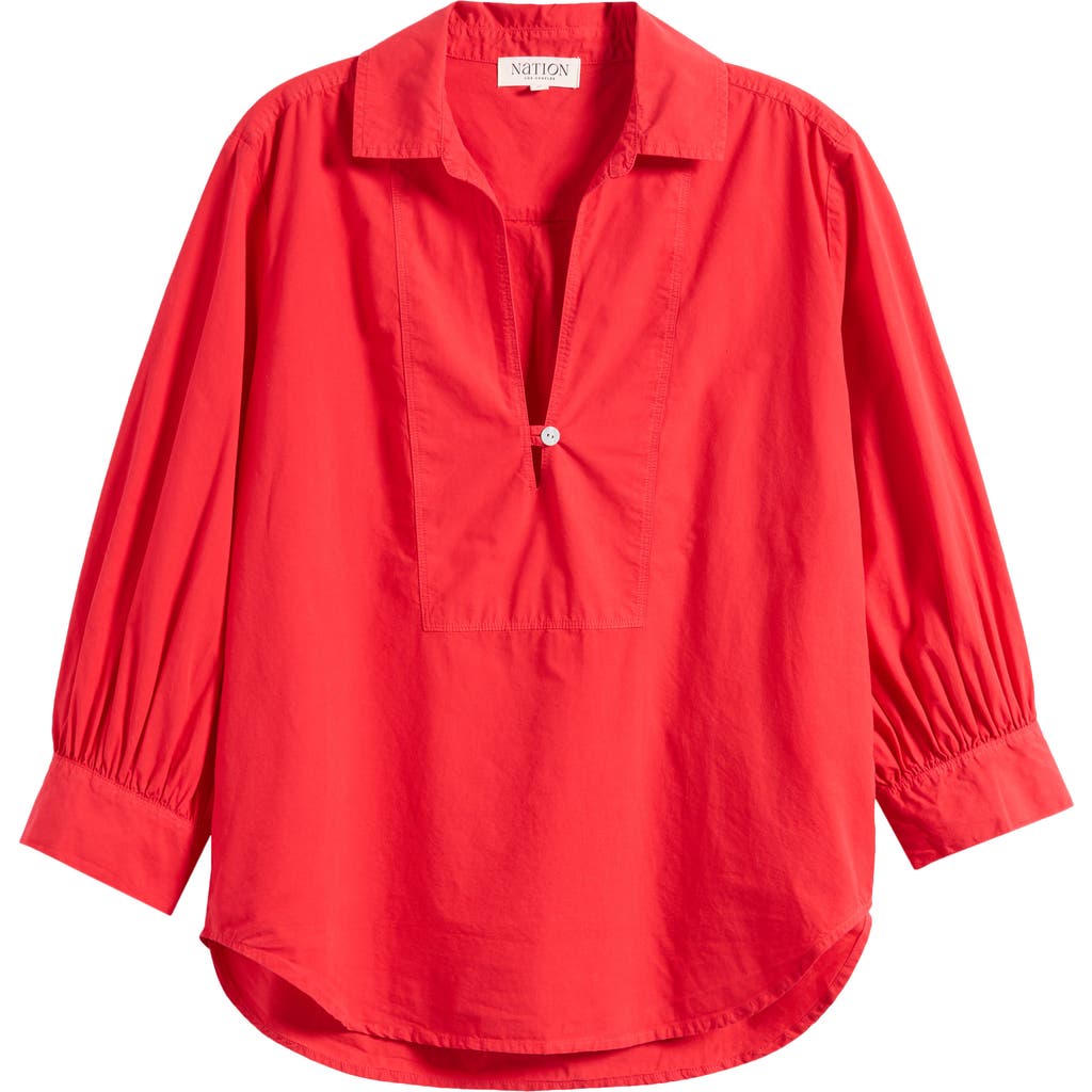 Nation Ltd Everlee Pima Cotton Popover Top In Red Shoes