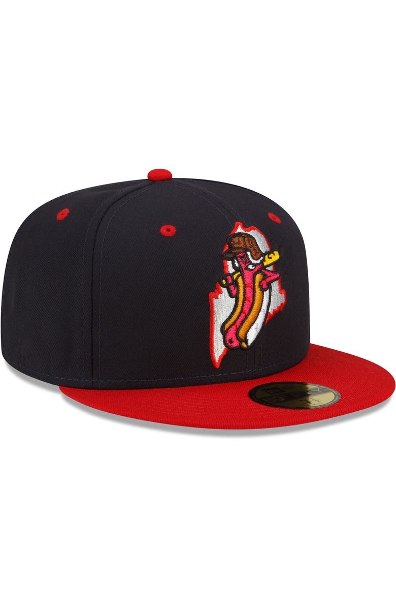 New Era Men's New Era Navy/Red Portland Sea Dogs Theme Night 59FIFTY Fitted Hat, Alternate, color, 