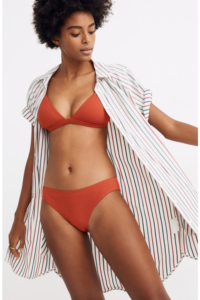 Second Wave Rib Classic Bikini Bottoms, Alternate, color, ETRUSCAN CLAY