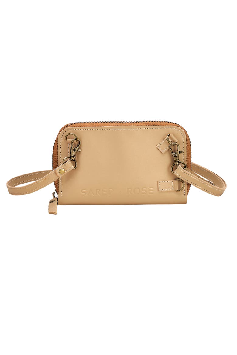 Clutch 'S' Large zip-around crossbody wallet bag, Alternate, color, Soft Gold