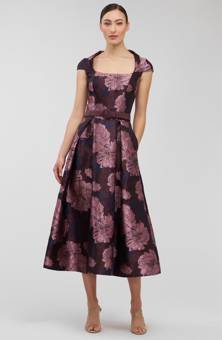 Kay Unger Kinsley Metallic Floral Jacquard Cocktail Dress, Alternate, color, Primrose Multi