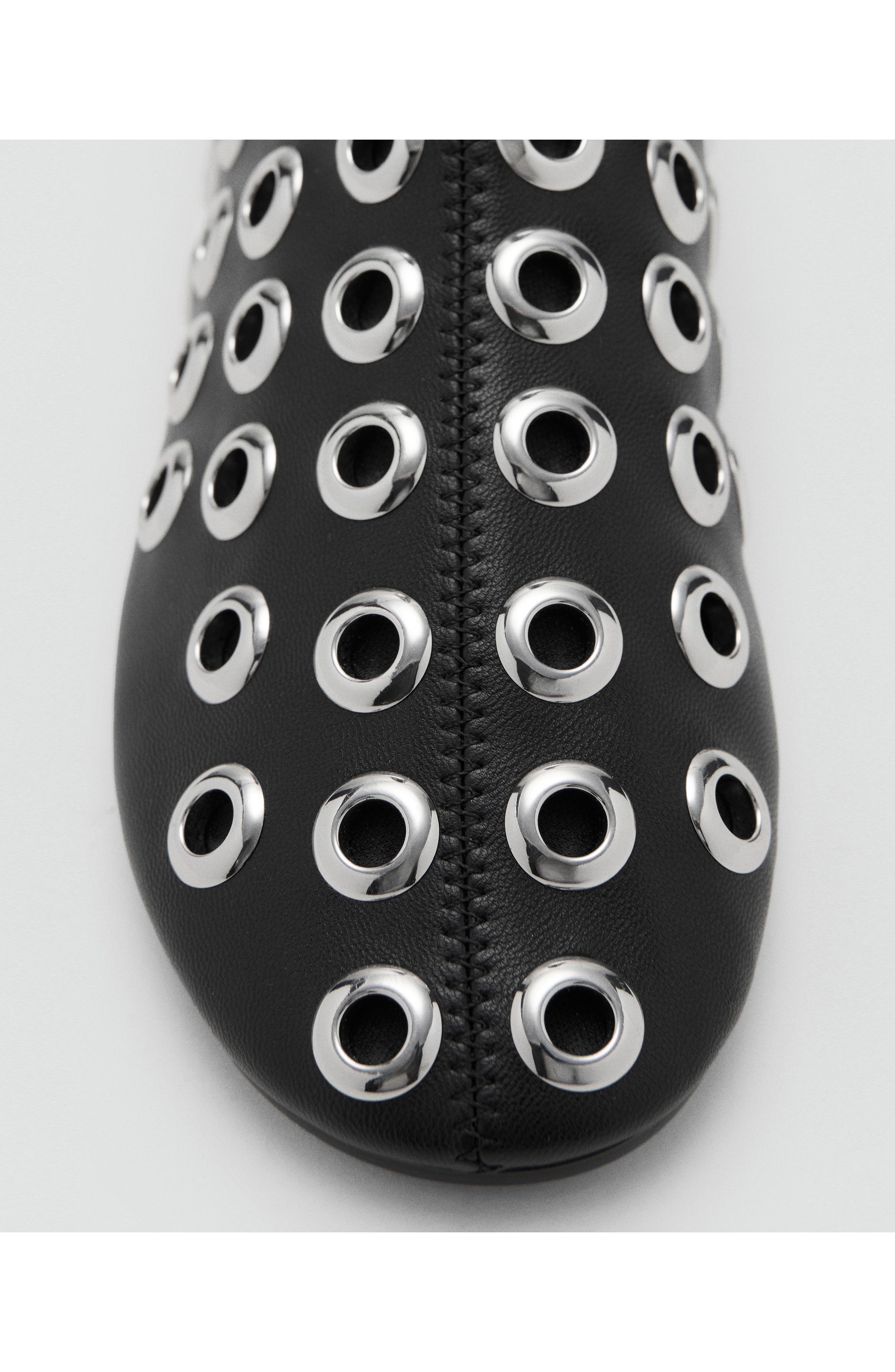 MANGO Faux Leather Ankle Boot with Eyelets, Alternate, color, Black