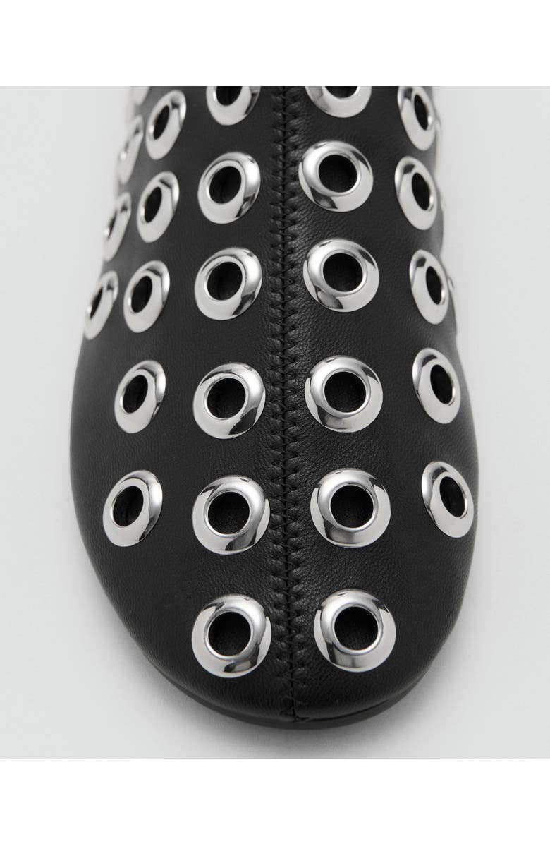 MANGO Faux Leather Ankle Boot with Eyelets, Alternate, color, Black