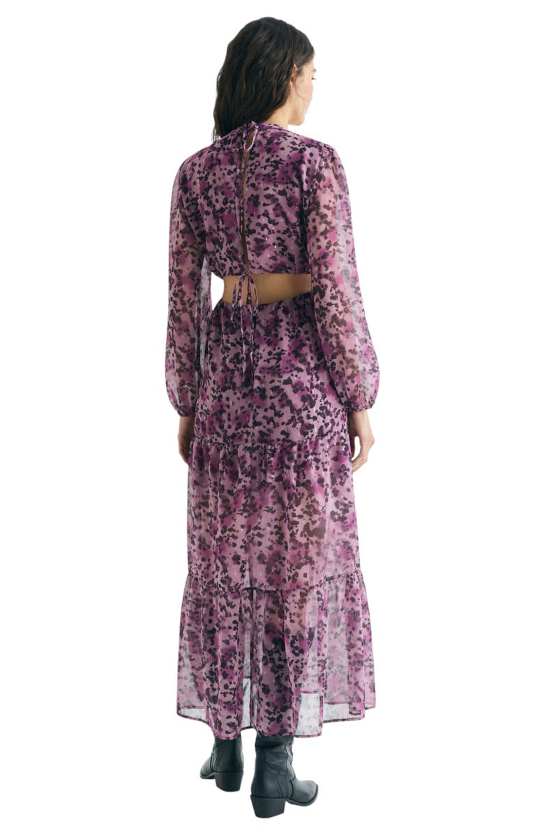 Scalpers Midi Dress Print Slits, Alternate, color, Mauve