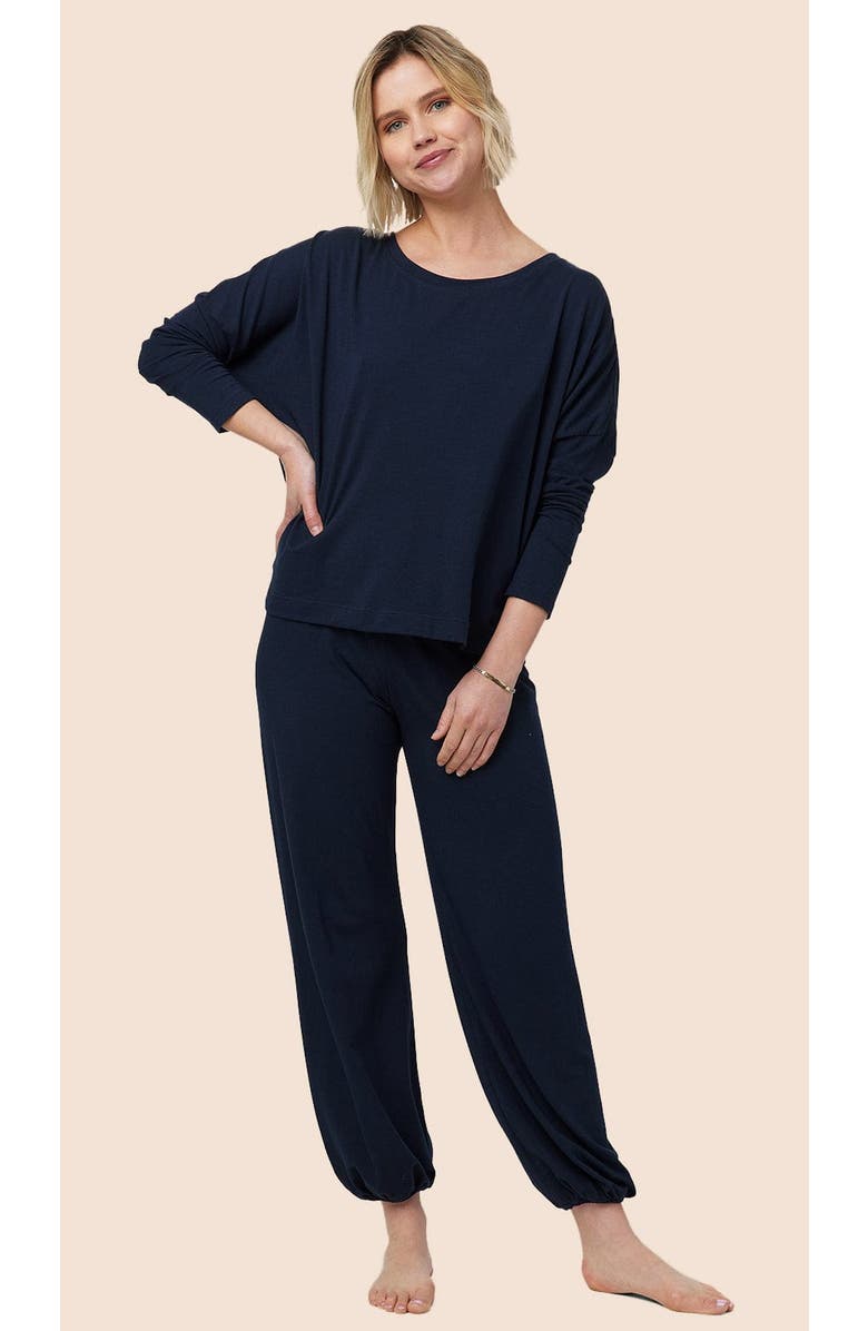 The Cat's Pajamas Pima Knit Pullover Set, Main, color, Classic Midnight