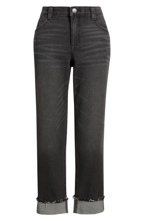 Wit & Wisdom High Waist Frayed Cuff Hem Straight Leg Jeans In Gray
